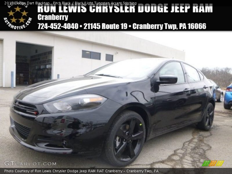 Pitch Black / Black/Light Tungsten Accent Stitching 2015 Dodge Dart Blacktop