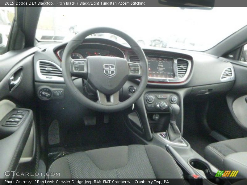 Pitch Black / Black/Light Tungsten Accent Stitching 2015 Dodge Dart Blacktop
