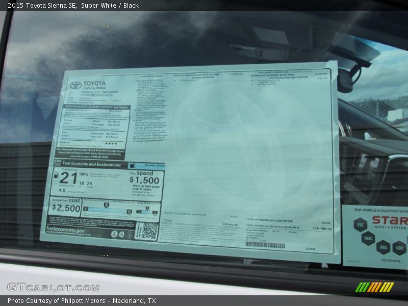  2015 Sienna SE Window Sticker