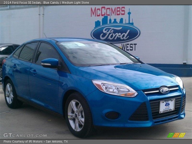 Blue Candy / Medium Light Stone 2014 Ford Focus SE Sedan