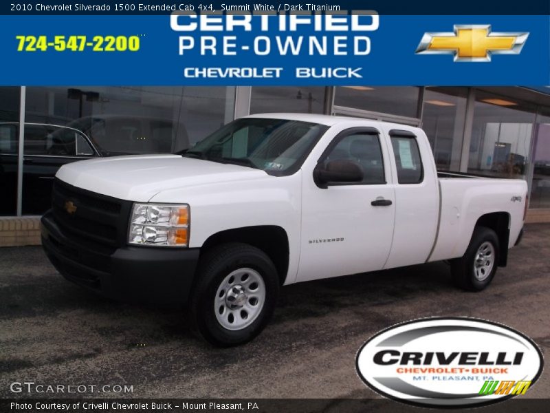 Summit White / Dark Titanium 2010 Chevrolet Silverado 1500 Extended Cab 4x4