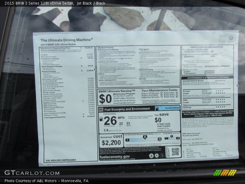 Jet Black / Black 2015 BMW 3 Series 328i xDrive Sedan