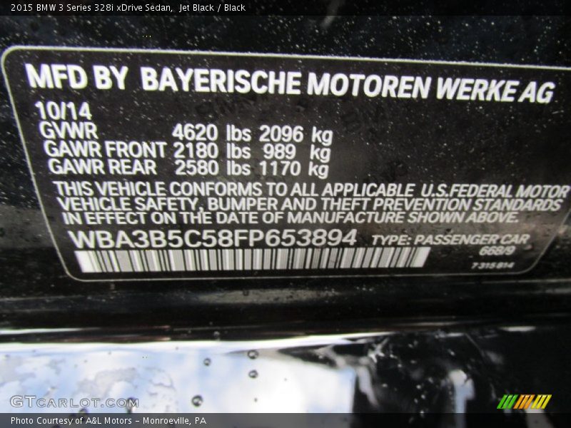 Jet Black / Black 2015 BMW 3 Series 328i xDrive Sedan