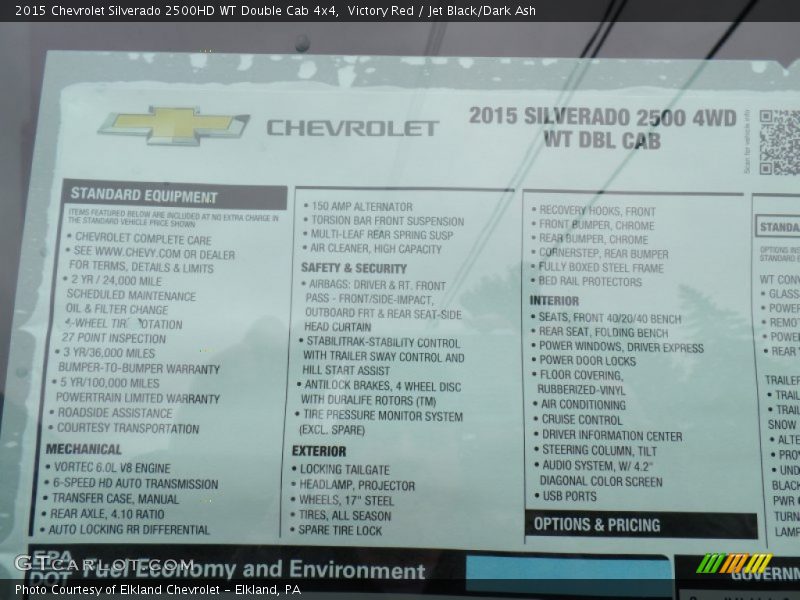 Victory Red / Jet Black/Dark Ash 2015 Chevrolet Silverado 2500HD WT Double Cab 4x4