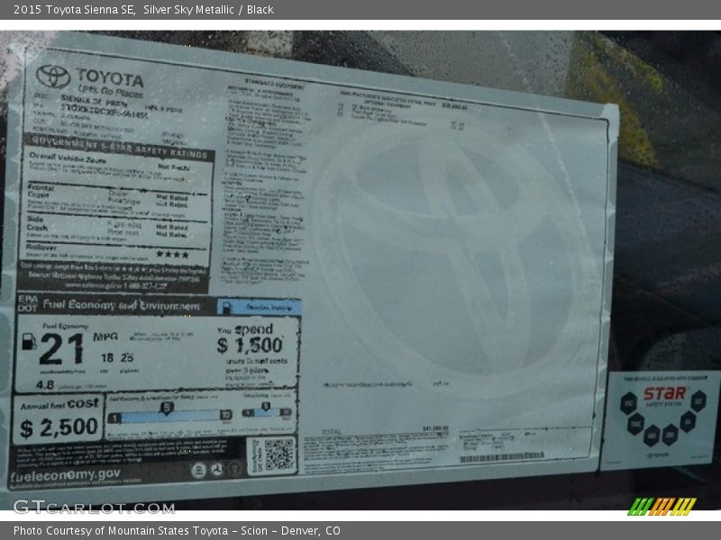 Silver Sky Metallic / Black 2015 Toyota Sienna SE