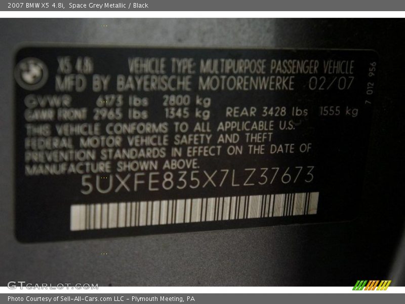 Space Grey Metallic / Black 2007 BMW X5 4.8i