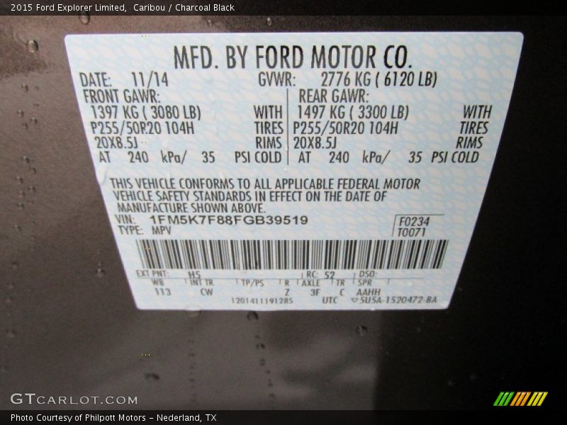 2015 Explorer Limited Caribou Color Code H5