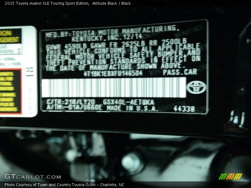 Attitude Black / Black 2015 Toyota Avalon XLE Touring Sport Edition