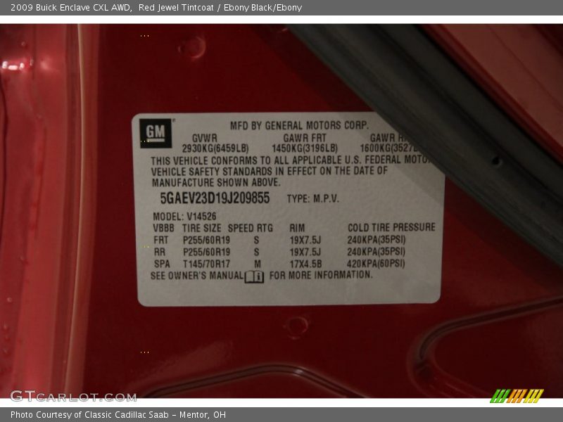 Red Jewel Tintcoat / Ebony Black/Ebony 2009 Buick Enclave CXL AWD