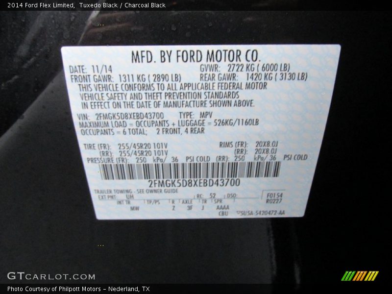 2014 Flex Limited Tuxedo Black Color Code UH