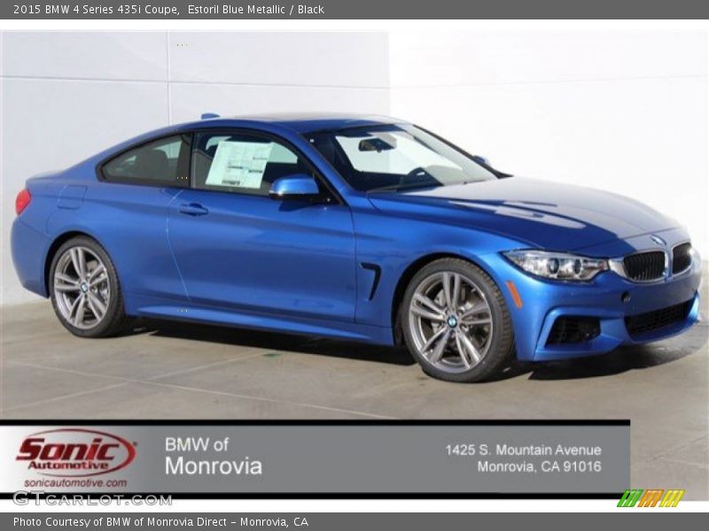 Estoril Blue Metallic / Black 2015 BMW 4 Series 435i Coupe