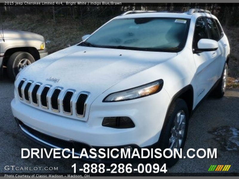 Bright White / Indigo Blue/Brown 2015 Jeep Cherokee Limited 4x4