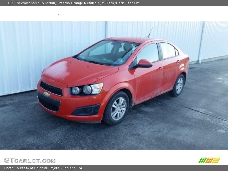 Inferno Orange Metallic / Jet Black/Dark Titanium 2012 Chevrolet Sonic LS Sedan