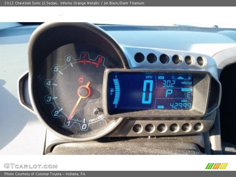 Inferno Orange Metallic / Jet Black/Dark Titanium 2012 Chevrolet Sonic LS Sedan