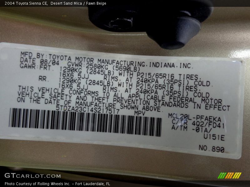 Desert Sand Mica / Fawn Beige 2004 Toyota Sienna CE
