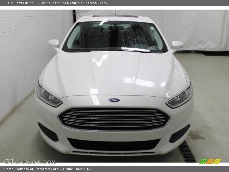 White Platinum Metallic / Charcoal Black 2015 Ford Fusion SE