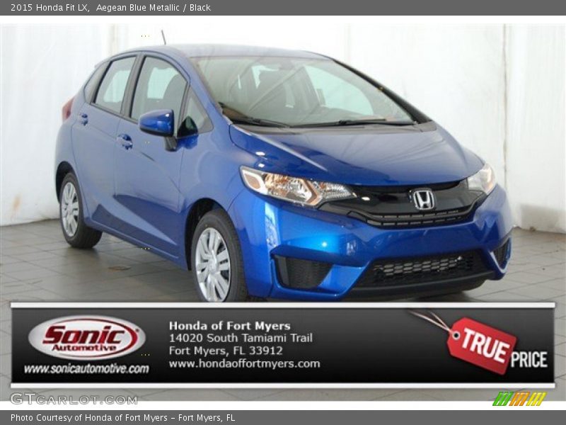 Aegean Blue Metallic / Black 2015 Honda Fit LX