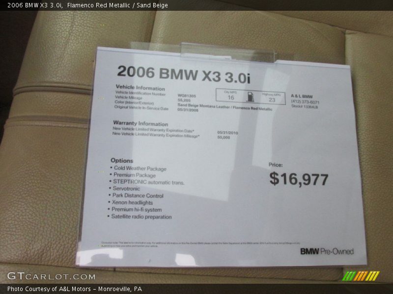 Flamenco Red Metallic / Sand Beige 2006 BMW X3 3.0i