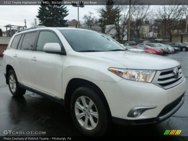 Blizzard White Pearl / Sand Beige 2013 Toyota Highlander V6 4WD
