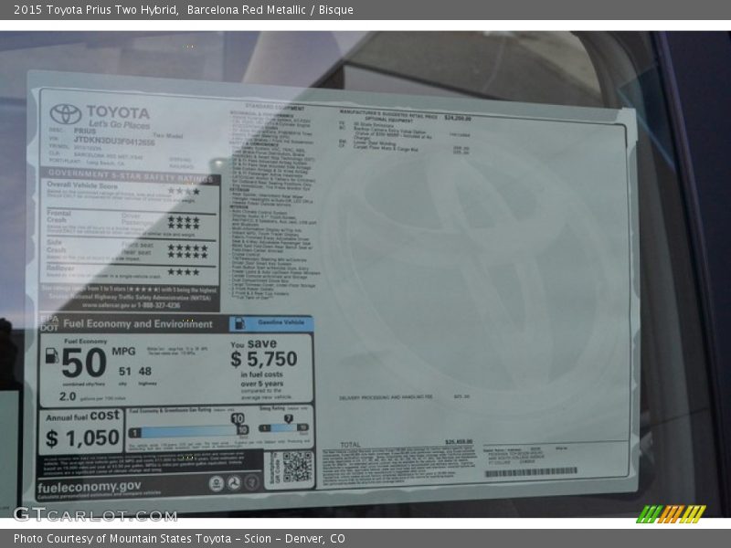 Barcelona Red Metallic / Bisque 2015 Toyota Prius Two Hybrid