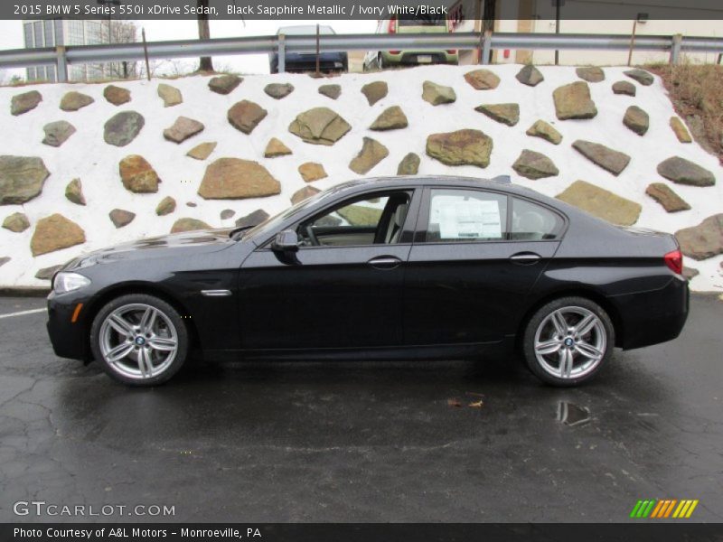 Black Sapphire Metallic / Ivory White/Black 2015 BMW 5 Series 550i xDrive Sedan