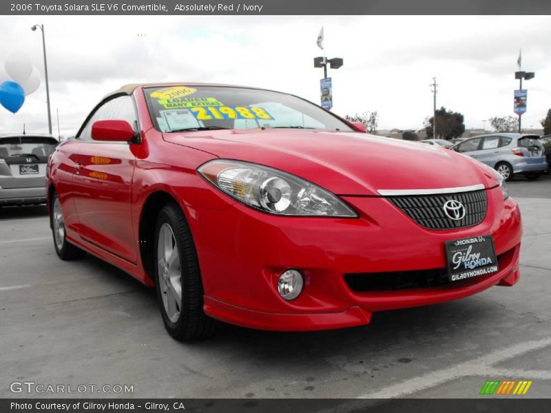 Absolutely Red / Ivory 2006 Toyota Solara SLE V6 Convertible