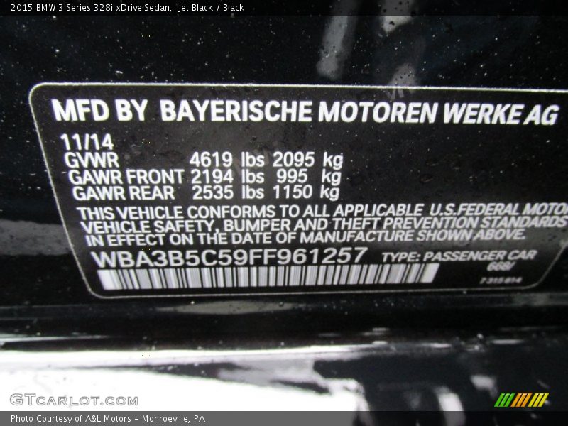 Jet Black / Black 2015 BMW 3 Series 328i xDrive Sedan