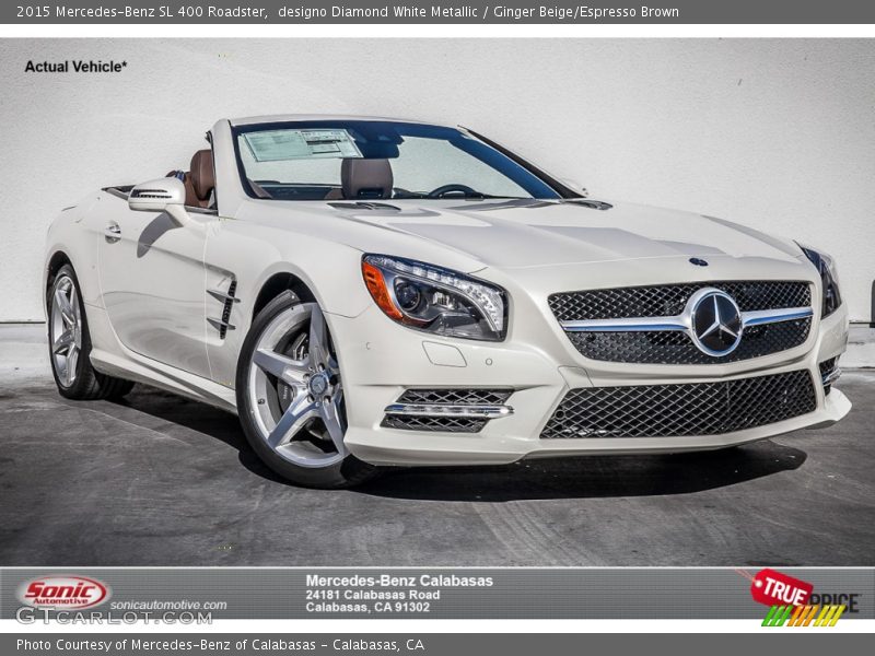 designo Diamond White Metallic / Ginger Beige/Espresso Brown 2015 Mercedes-Benz SL 400 Roadster