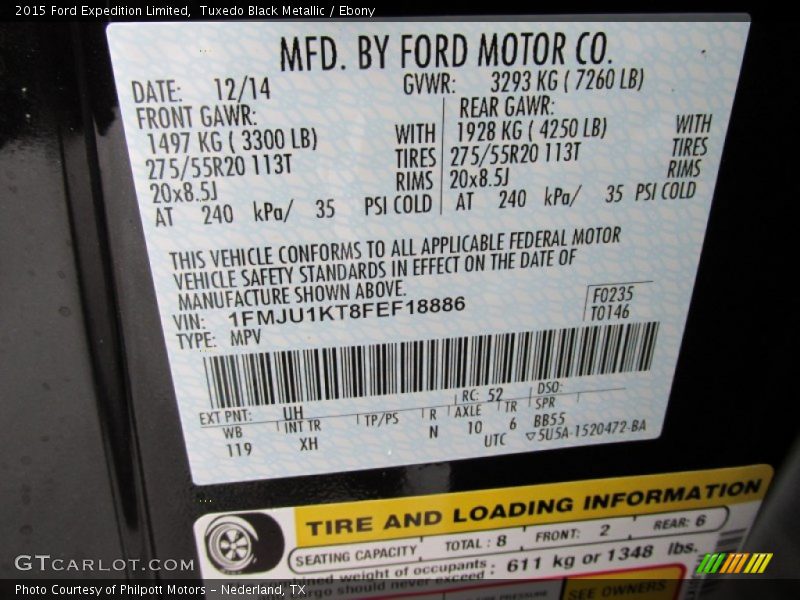 2015 Expedition Limited Tuxedo Black Metallic Color Code UH