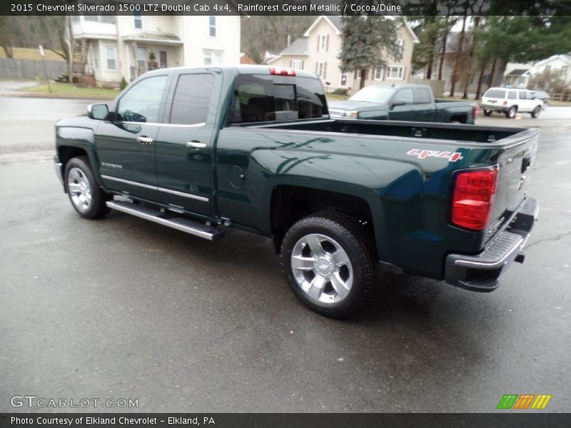 Rainforest Green Metallic / Cocoa/Dune 2015 Chevrolet Silverado 1500 LTZ Double Cab 4x4