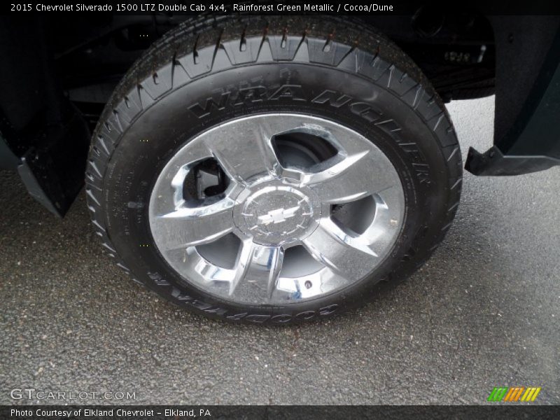 Rainforest Green Metallic / Cocoa/Dune 2015 Chevrolet Silverado 1500 LTZ Double Cab 4x4