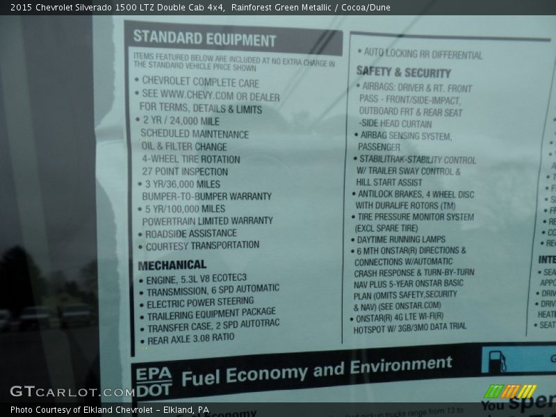  2015 Silverado 1500 LTZ Double Cab 4x4 Window Sticker