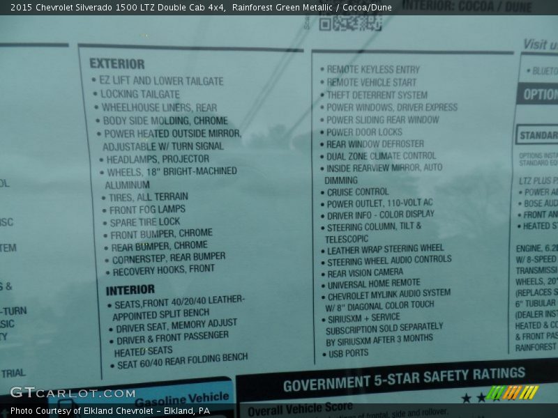 Rainforest Green Metallic / Cocoa/Dune 2015 Chevrolet Silverado 1500 LTZ Double Cab 4x4
