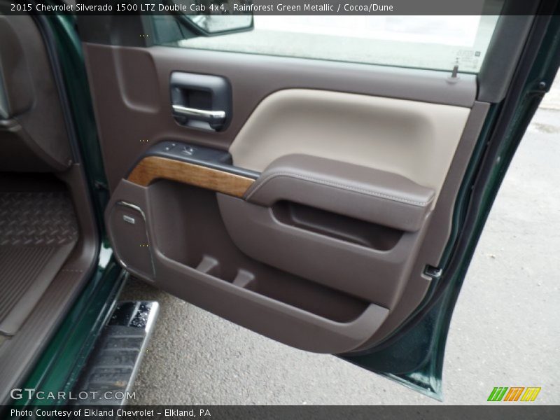 Rainforest Green Metallic / Cocoa/Dune 2015 Chevrolet Silverado 1500 LTZ Double Cab 4x4