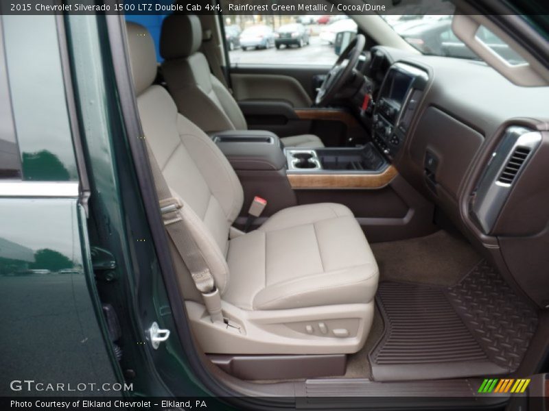 Rainforest Green Metallic / Cocoa/Dune 2015 Chevrolet Silverado 1500 LTZ Double Cab 4x4