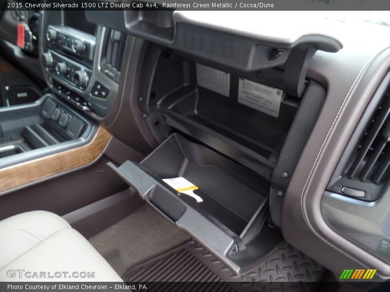 Rainforest Green Metallic / Cocoa/Dune 2015 Chevrolet Silverado 1500 LTZ Double Cab 4x4