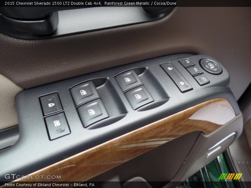 Rainforest Green Metallic / Cocoa/Dune 2015 Chevrolet Silverado 1500 LTZ Double Cab 4x4