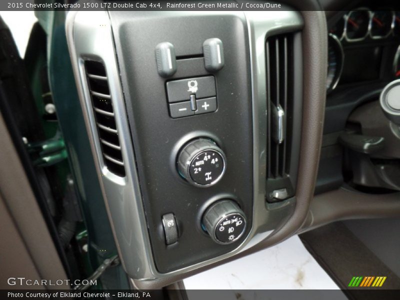 Rainforest Green Metallic / Cocoa/Dune 2015 Chevrolet Silverado 1500 LTZ Double Cab 4x4
