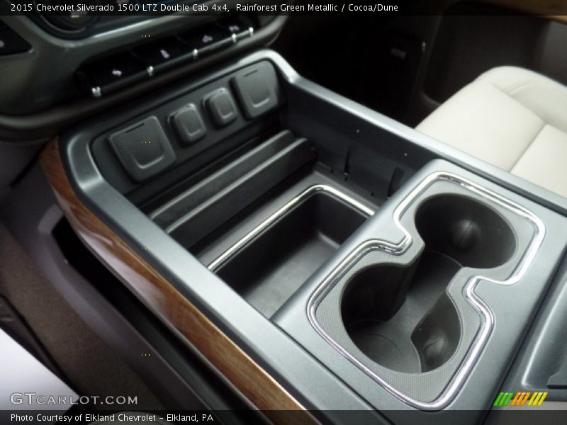 Rainforest Green Metallic / Cocoa/Dune 2015 Chevrolet Silverado 1500 LTZ Double Cab 4x4
