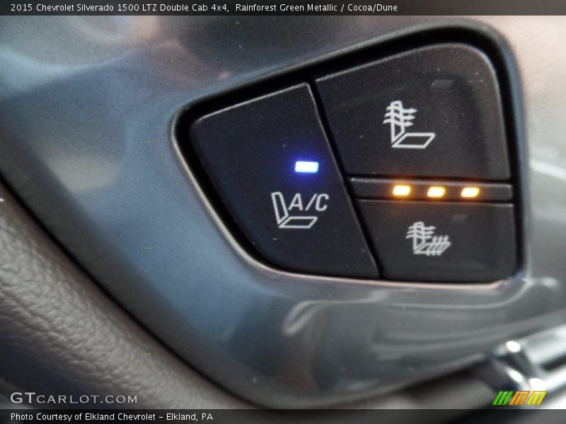 Rainforest Green Metallic / Cocoa/Dune 2015 Chevrolet Silverado 1500 LTZ Double Cab 4x4