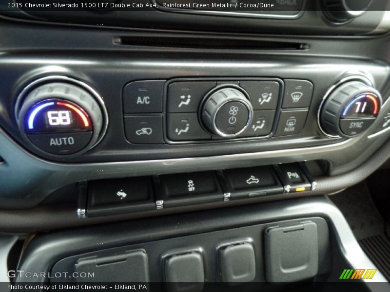 Rainforest Green Metallic / Cocoa/Dune 2015 Chevrolet Silverado 1500 LTZ Double Cab 4x4