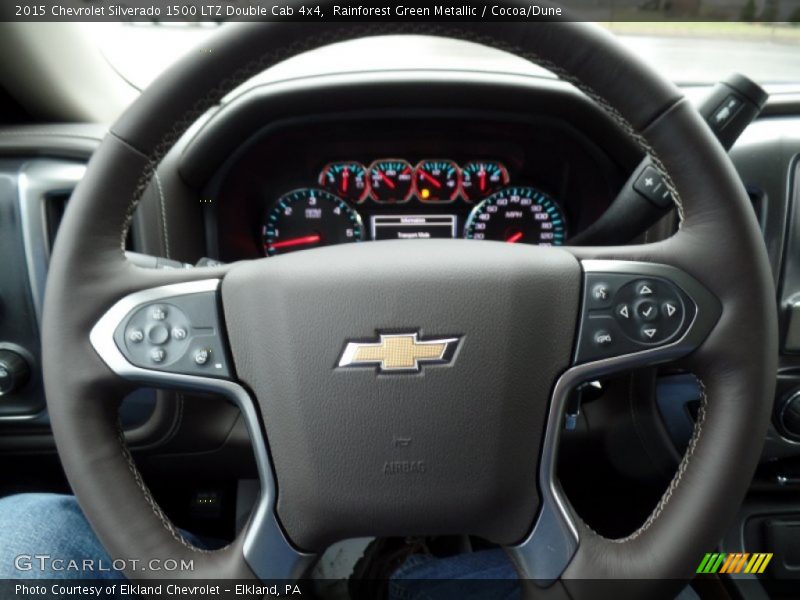 Rainforest Green Metallic / Cocoa/Dune 2015 Chevrolet Silverado 1500 LTZ Double Cab 4x4