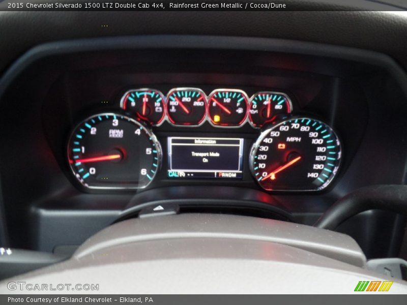 Rainforest Green Metallic / Cocoa/Dune 2015 Chevrolet Silverado 1500 LTZ Double Cab 4x4