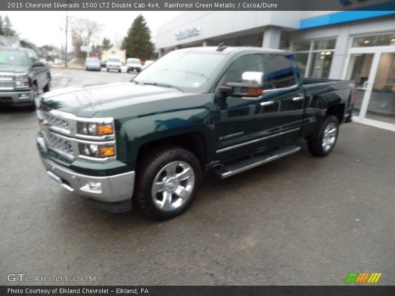 Rainforest Green Metallic / Cocoa/Dune 2015 Chevrolet Silverado 1500 LTZ Double Cab 4x4