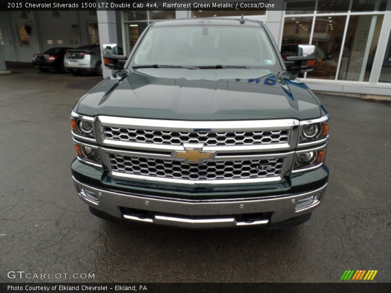 Rainforest Green Metallic / Cocoa/Dune 2015 Chevrolet Silverado 1500 LTZ Double Cab 4x4