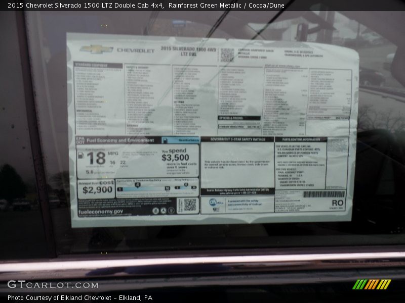  2015 Silverado 1500 LTZ Double Cab 4x4 Window Sticker