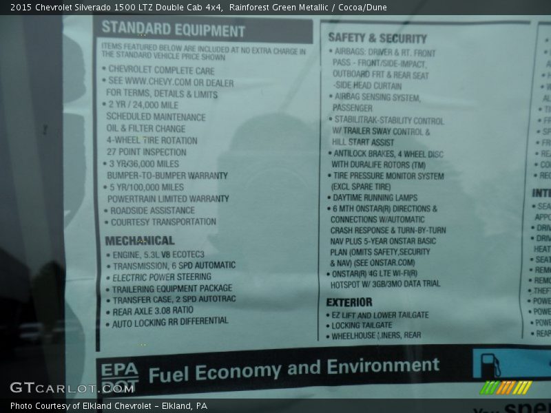  2015 Silverado 1500 LTZ Double Cab 4x4 Window Sticker