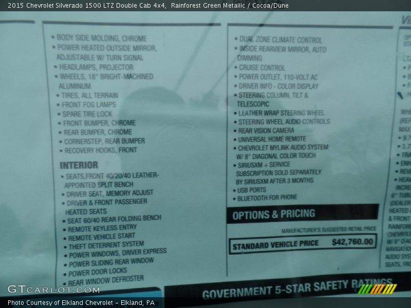  2015 Silverado 1500 LTZ Double Cab 4x4 Window Sticker