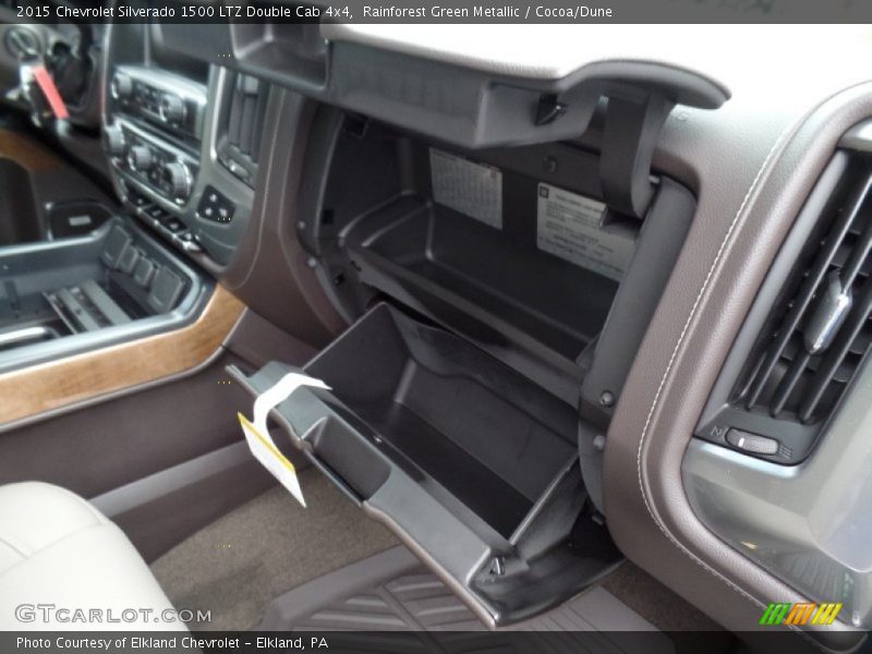 Rainforest Green Metallic / Cocoa/Dune 2015 Chevrolet Silverado 1500 LTZ Double Cab 4x4