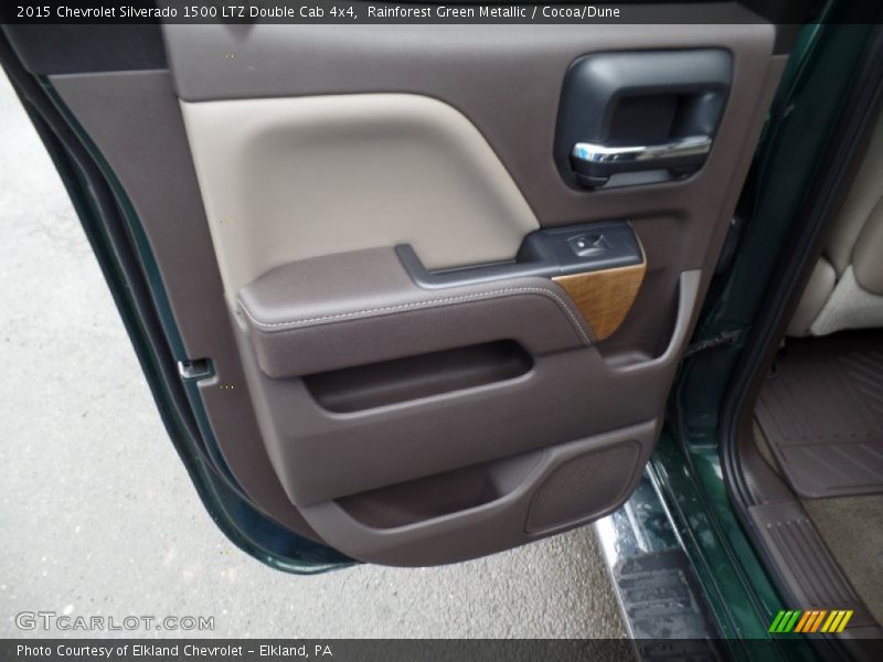Rainforest Green Metallic / Cocoa/Dune 2015 Chevrolet Silverado 1500 LTZ Double Cab 4x4